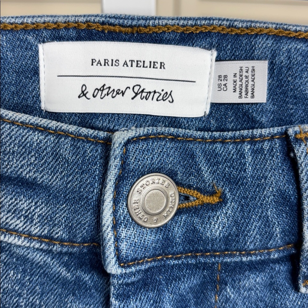 & Other Stories Blue Wide Leg Patch Front Pockets Jeans Size 28 - Picture 4 of 8
